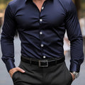 Polyester Semi-Sheer Dress Shirt Dark Gray Semi-Sheer