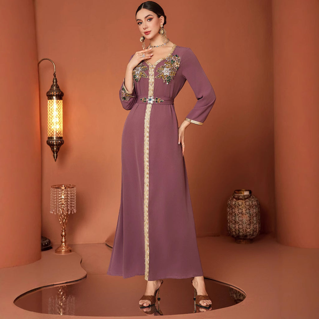 Middle East Muslim Fashionable Elegant New Embroidered Musilin Robe