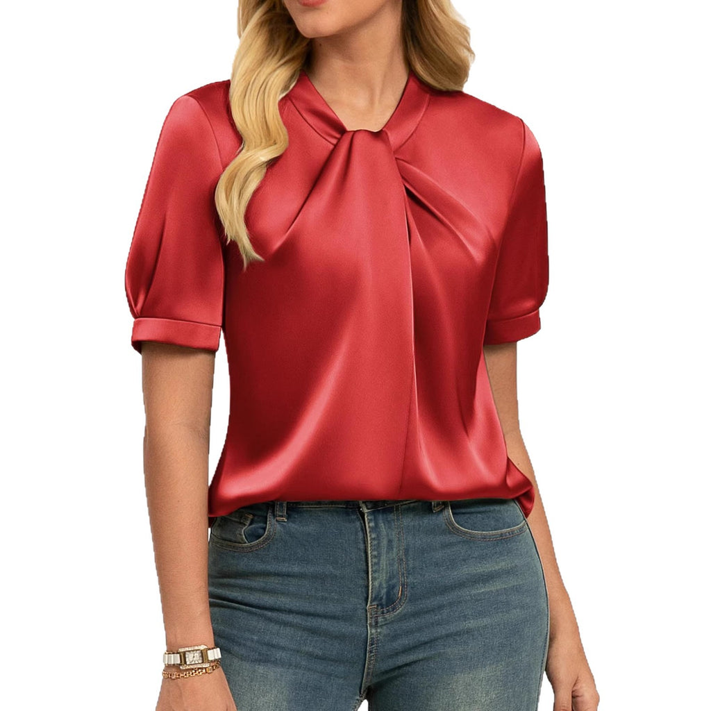 Short-sleeve Satin Shirt Business Casual