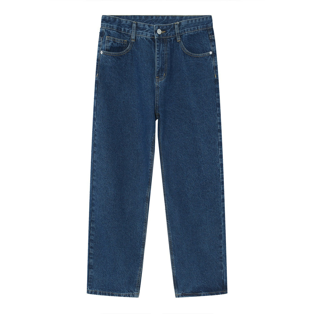 Black And White Basic Simple Jeans Men's Slim Trousers