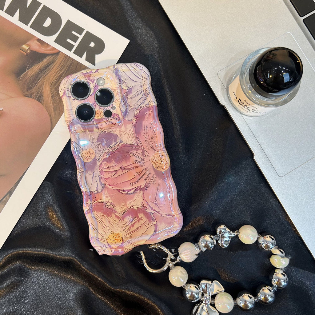 Retro Oil Painting Phone Case Blu-ray Flowers Shockproof Case For13 12 13pro 14pro 13 Pro Max Silicone Phone Cover