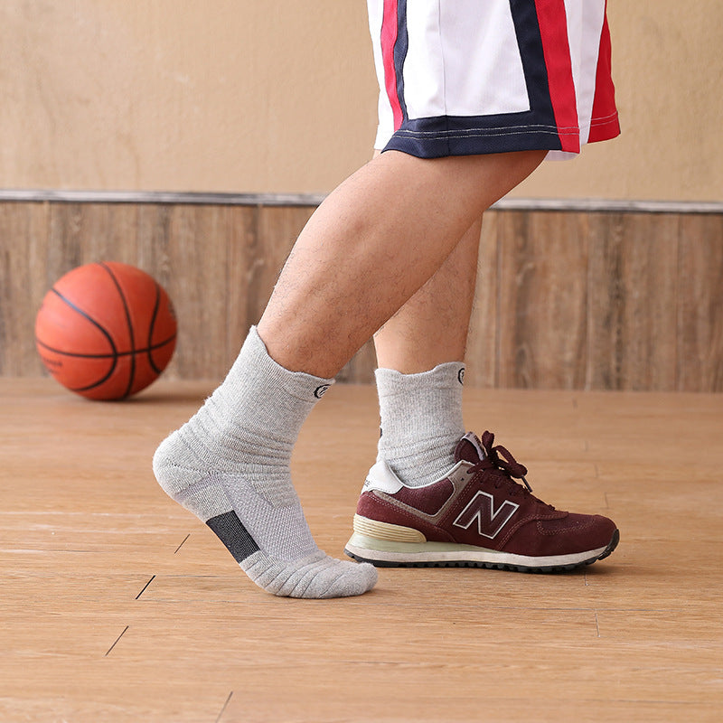 Running Socks Men's Basketball Stockings Thick Towel Bottom Terry-loop Hosiery