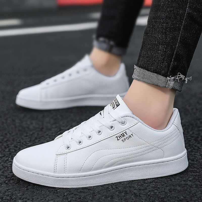 Mens Minimalist Casual White Shoes With A Flat Heel
