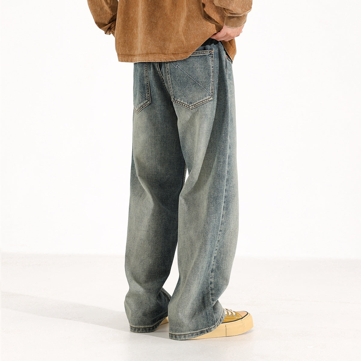 Washed Worn Jeans Men's Loose Wide-leg Pants