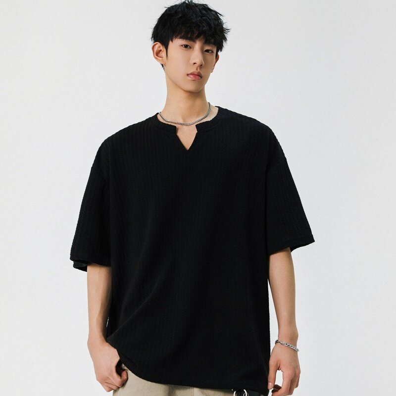 American V-neck Short Sleeve Men's Casual Versatile