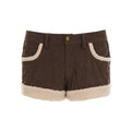 Retro Patchwork Corduroy Shorts With A Niche Designer Edgelow-rise And Ultra-flattering For Bold Edgy Looks