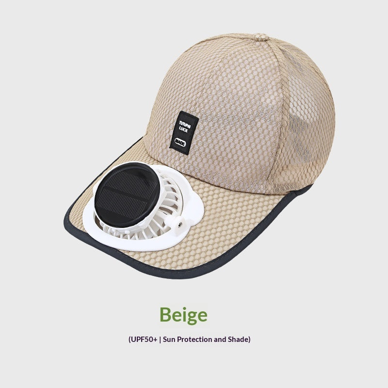 Breathable Mesh Cap With A Solar-powered Fan