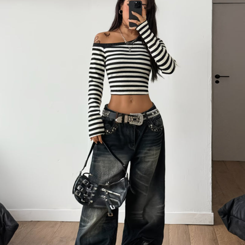 Womens Striped Long-Sleeve T-Shirt
