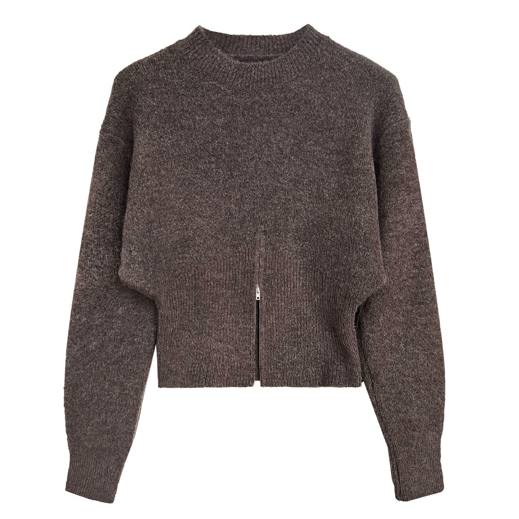 New Autumn Split-zip Short Sweater