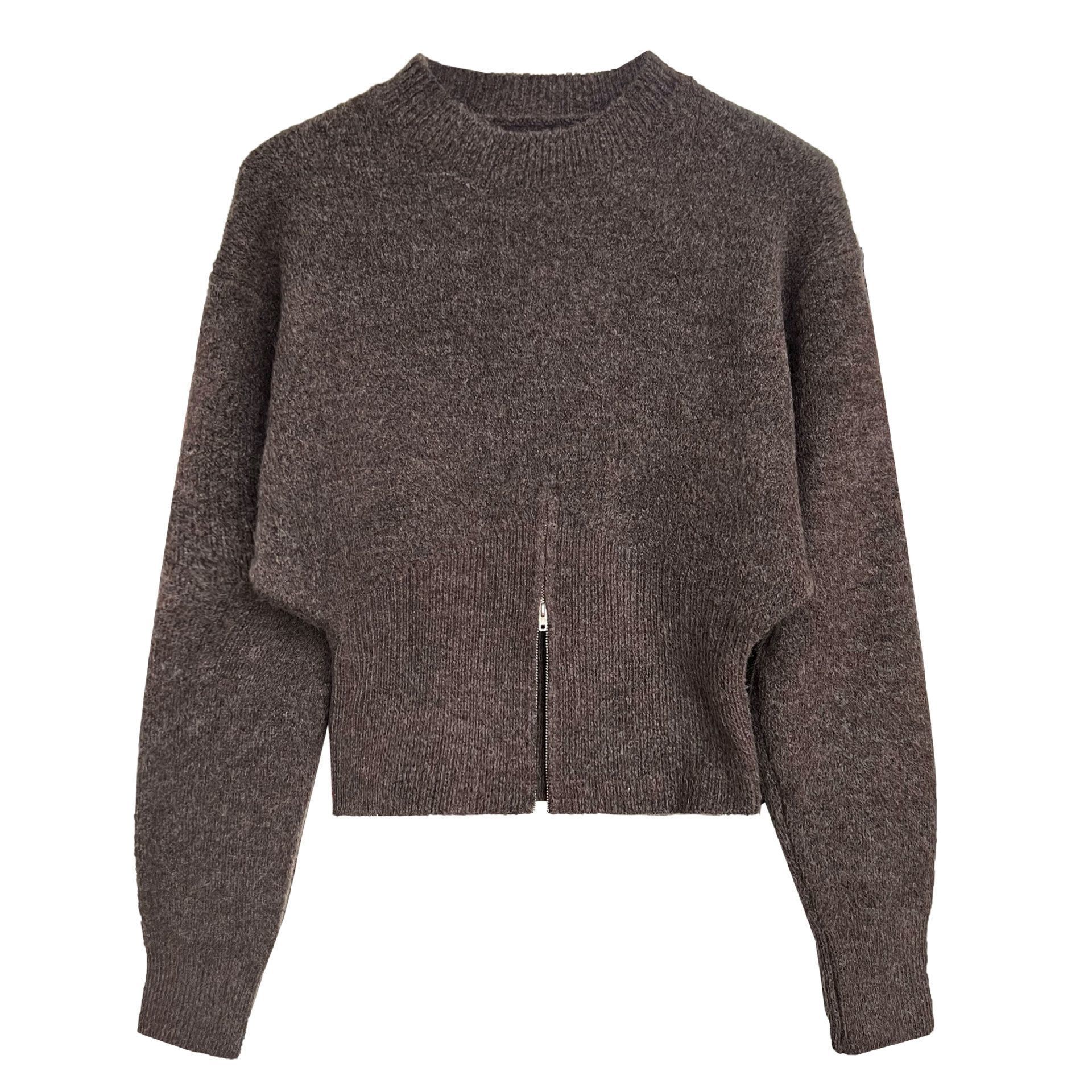New Autumn Split-zip Short Sweater