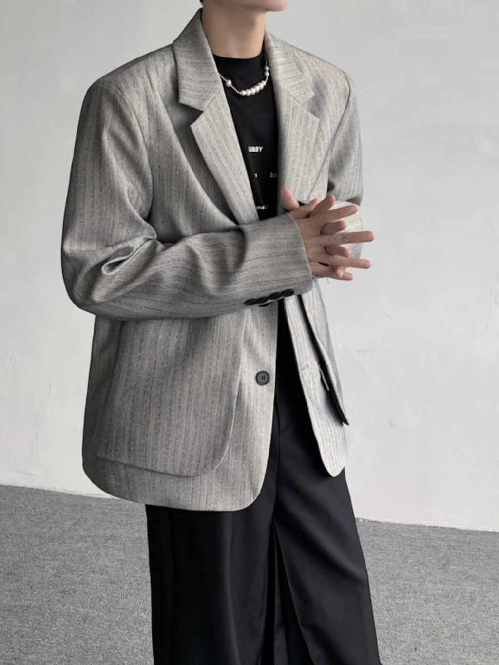 Men's Elegant Striped Faux Two-piece Blazers
