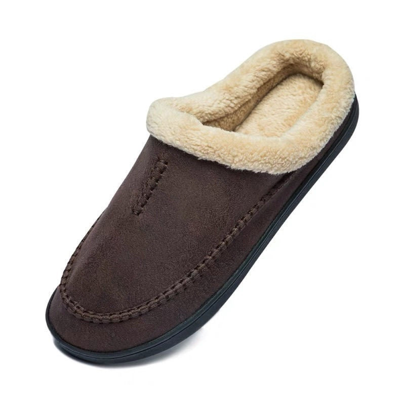 Mens Fur-lined Slippers From Europe And The US Non-slip Bean-shaped Cotton Shoes