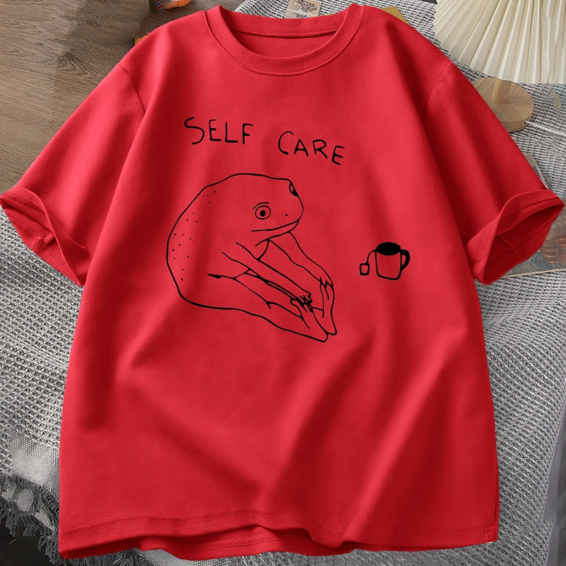 New Funny Frog Self Care T-shirt Vintage Print