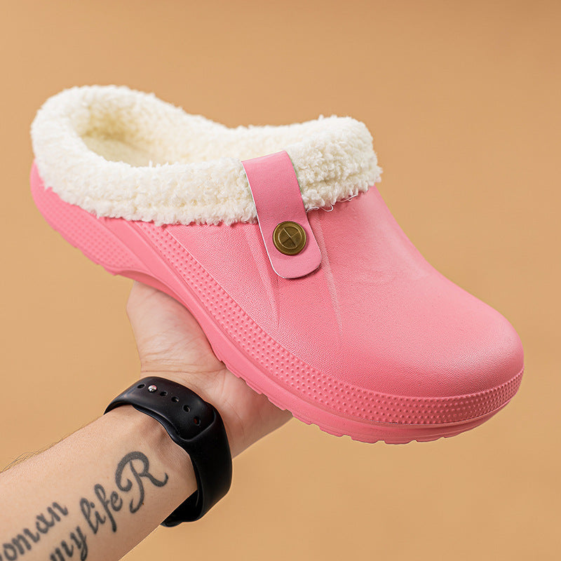 Mens Fleece-Lined Cotton Slippers For Home
