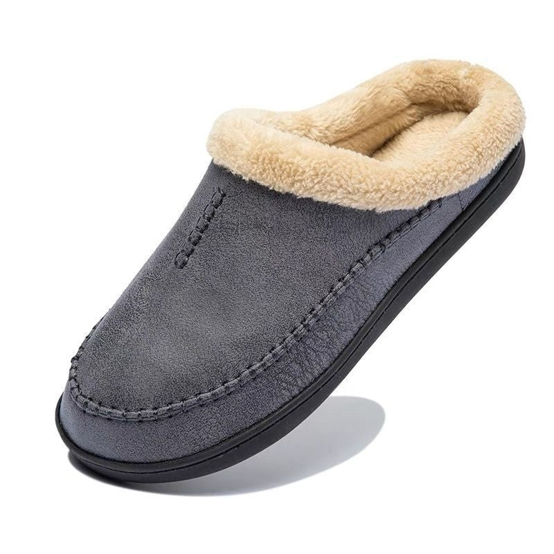Mens Fur-lined Slippers From Europe And The US Non-slip Bean-shaped Cotton Shoes