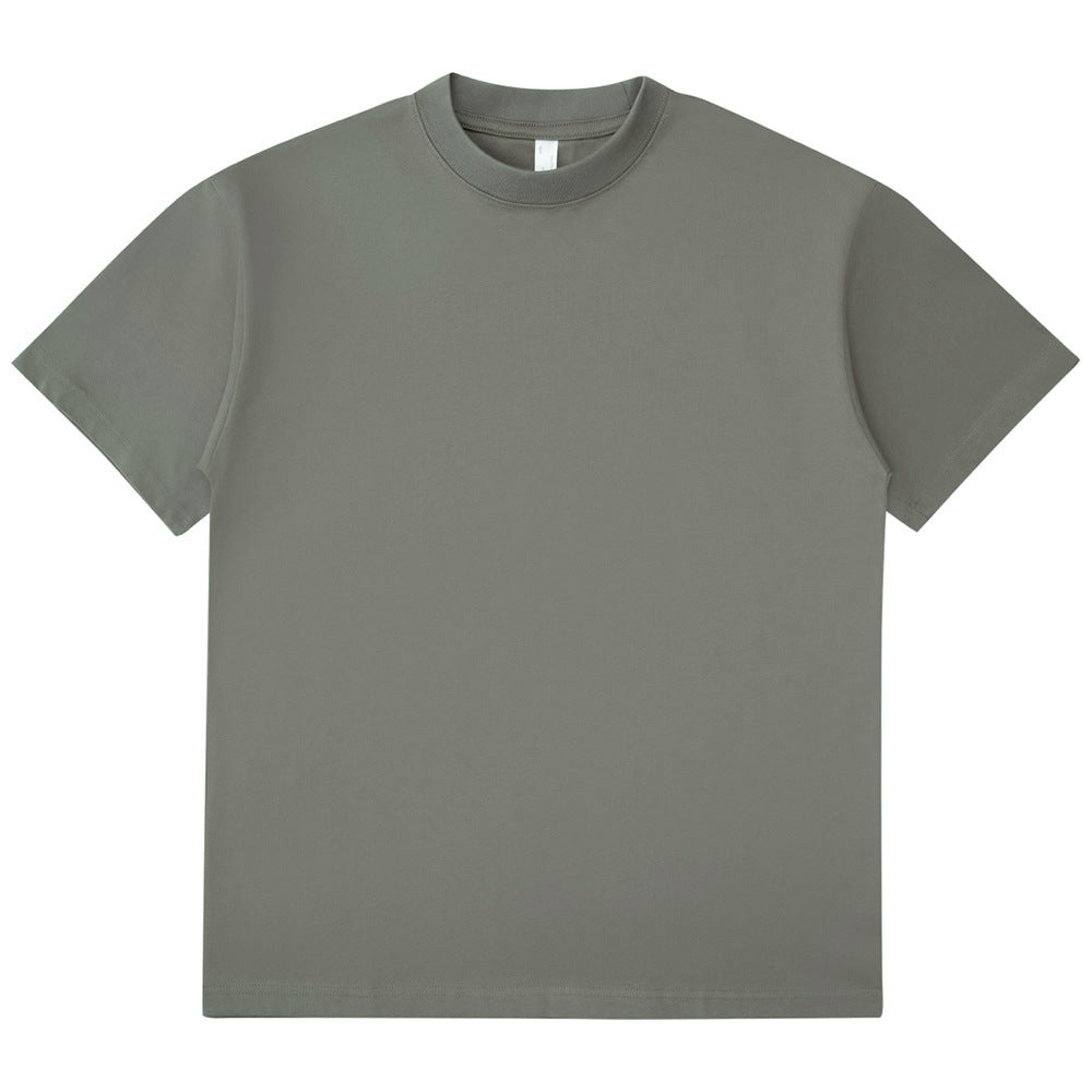 Mens And Womens Loose-fitting Solid-color Short-sleeve Cotton T-shirt