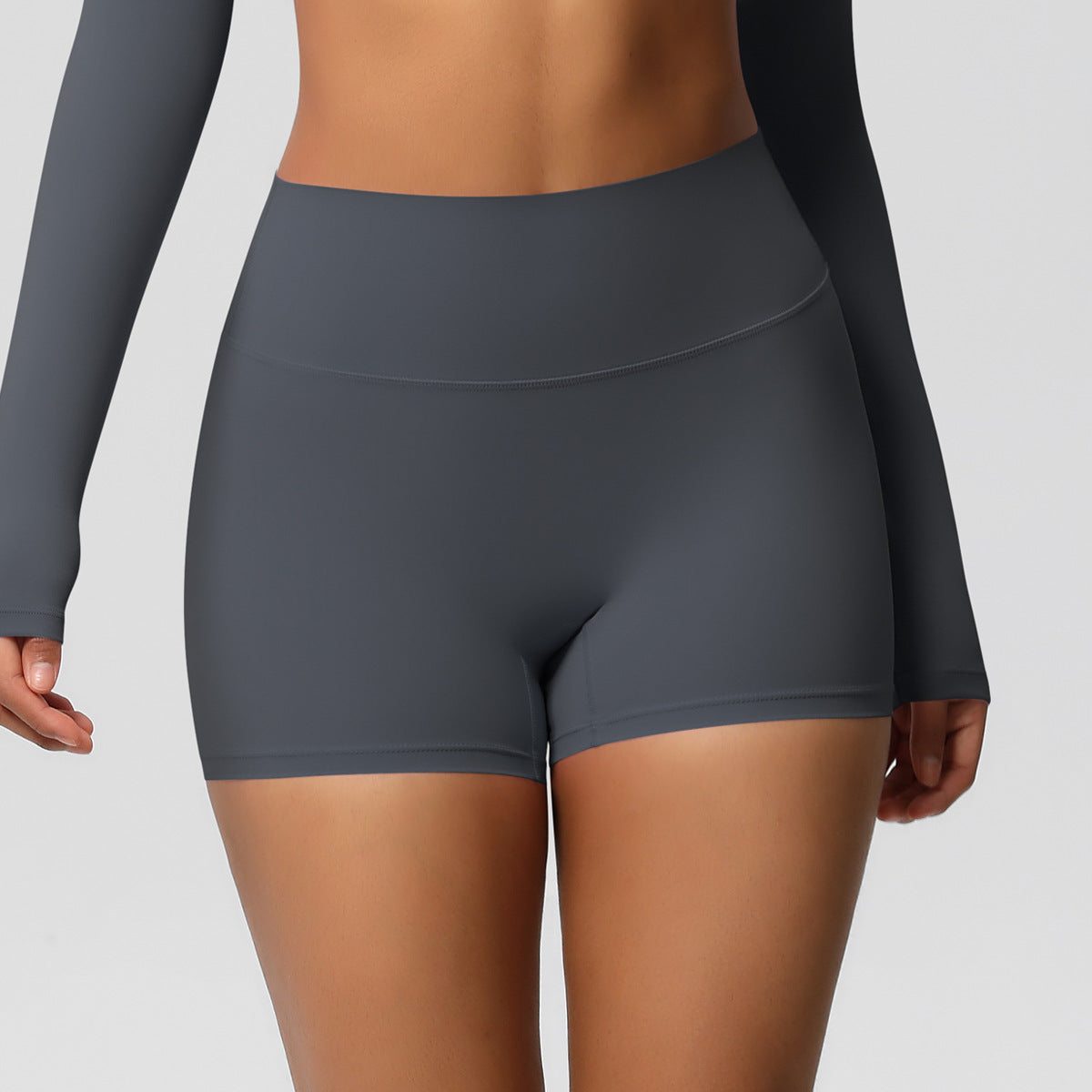 Womens Solid-Color Sports Shorts European And American Style Yoga Shorts