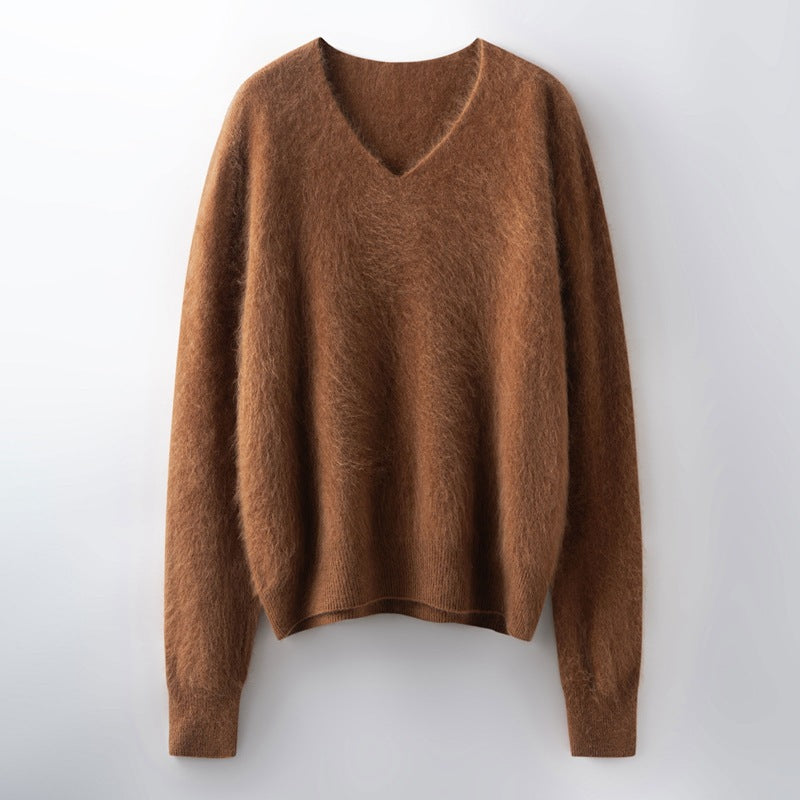 Versatile Loose-fitting Brushed Sweater In A Solid Color