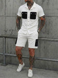 Mens Patchwork Multi-Pocket Sport Suit