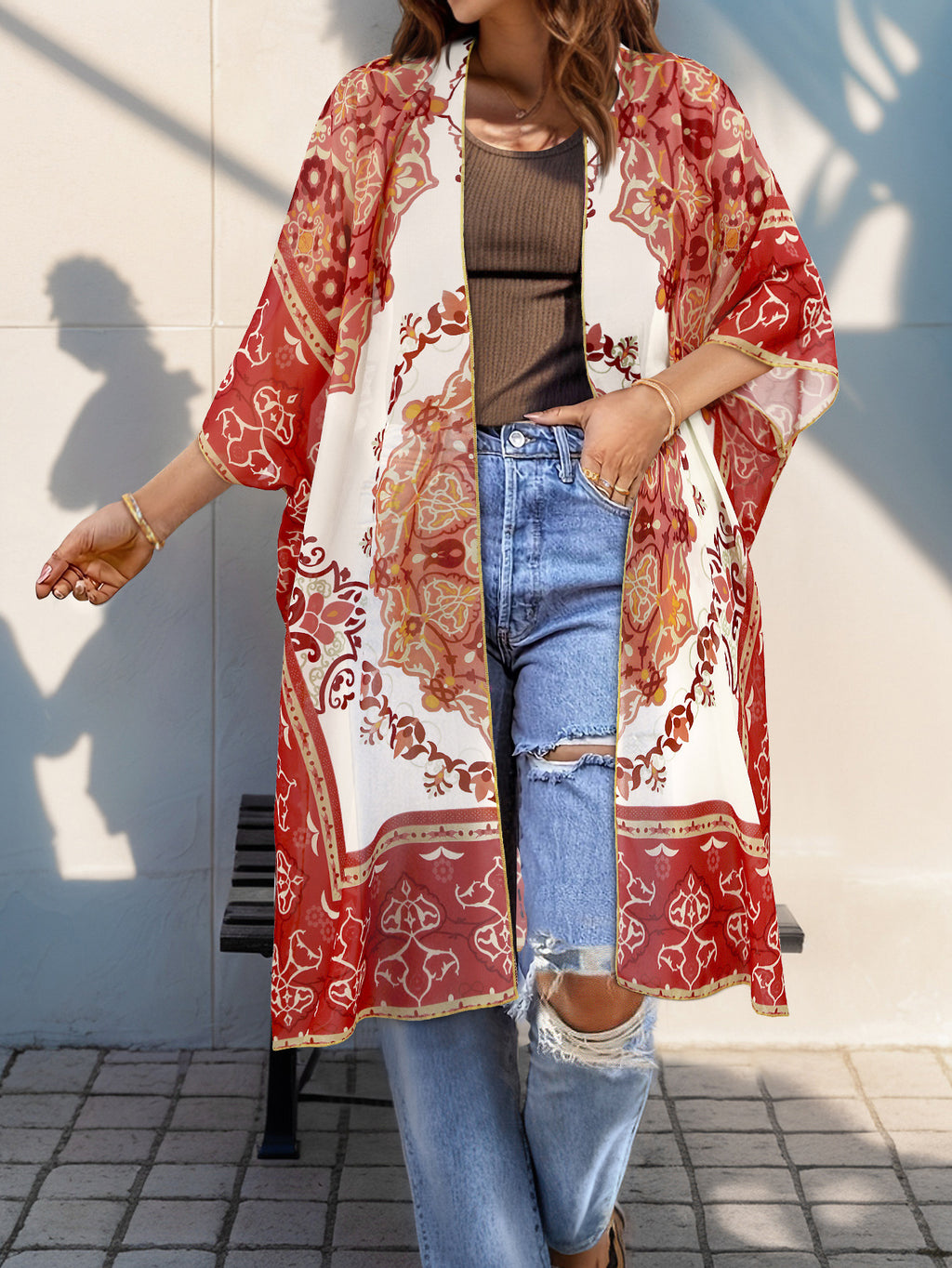Women's Aztec-print Batwing Cardigan Cloak