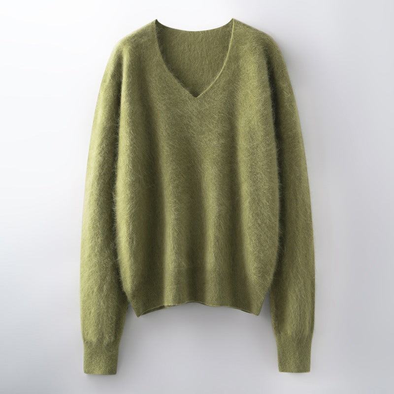 Versatile Loose-fitting Brushed Sweater In A Solid Color