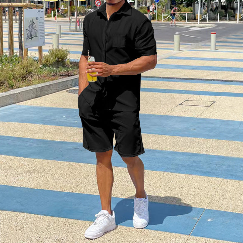 Men's Fashion Casual Short-sleeved Shorts Suit