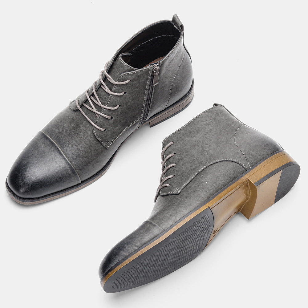 Plus Size Men's Chelsea Boots Inside Zipper Leather Boots