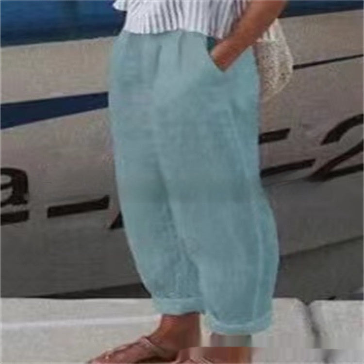 Breathable Retro Versatile High-waisted Cotton-linen Pants