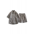 Men's Loose Shorts Casual Shirt Hemp Light Breathable Non-stick Two-piece Set