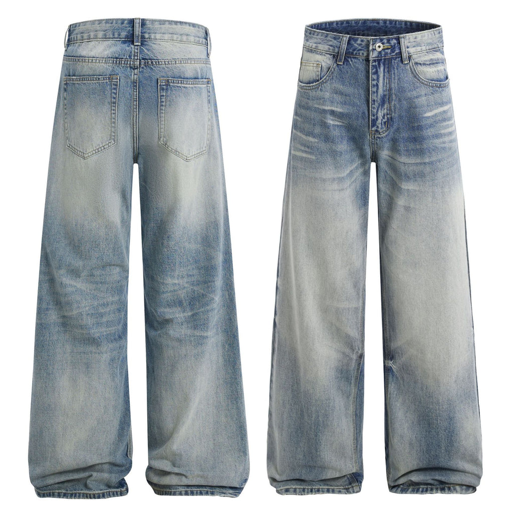 Retro Distressed Wide-leg Unisex American High-street Straight-leg Casual Trousers