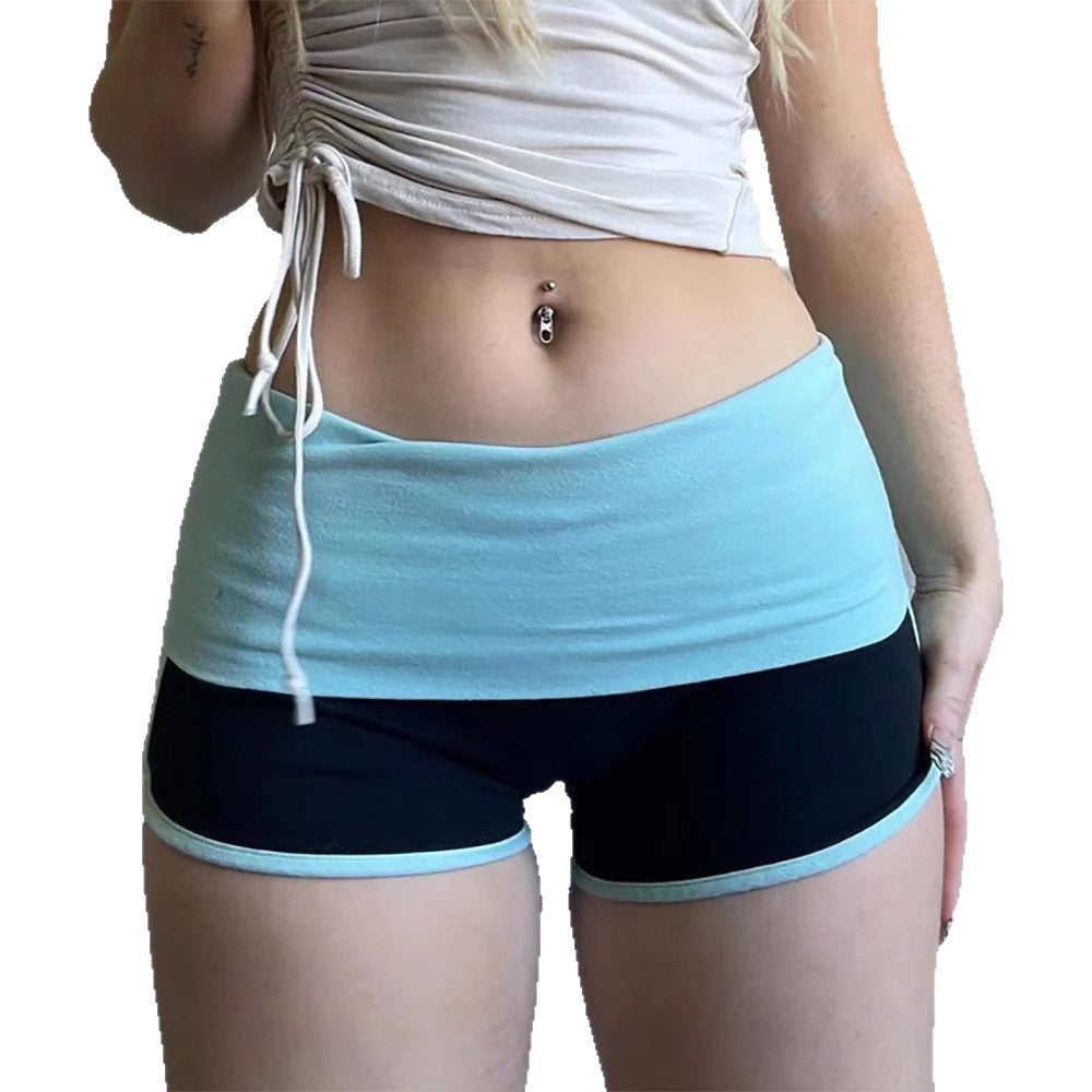 Womens Sexy Sassy Low-Waist Sporty Contrast-Color Shorts
