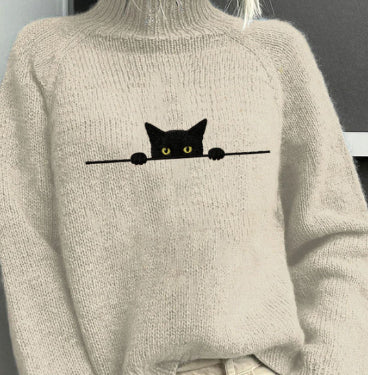 Womens Color-Block Printed AutumnWinter High-Neck Long-Sleeve Top For Independent Stores