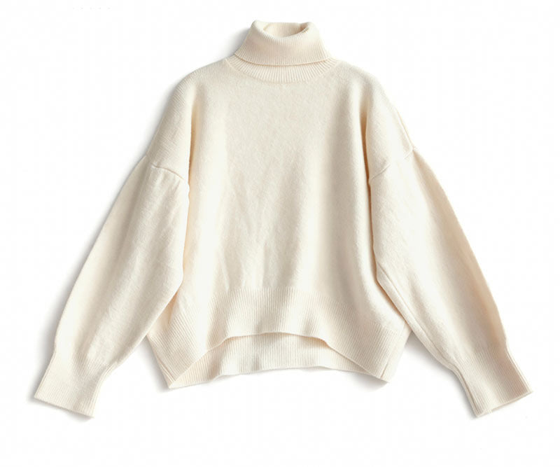Elegant Commuter Knitted Long-Sleeve T-Shirt With A High Neck Pullover Sweater