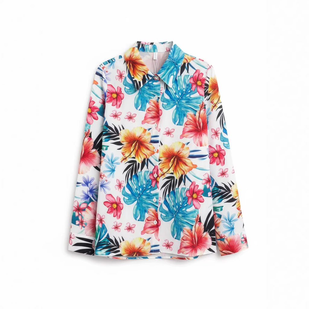 Long-sleeve Loose-fit Elegant Blouse For Middle-aged Women
