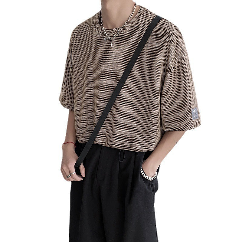 Label-designed Knitted Short-sleeve With A Stylish Three-quarter Sleeve