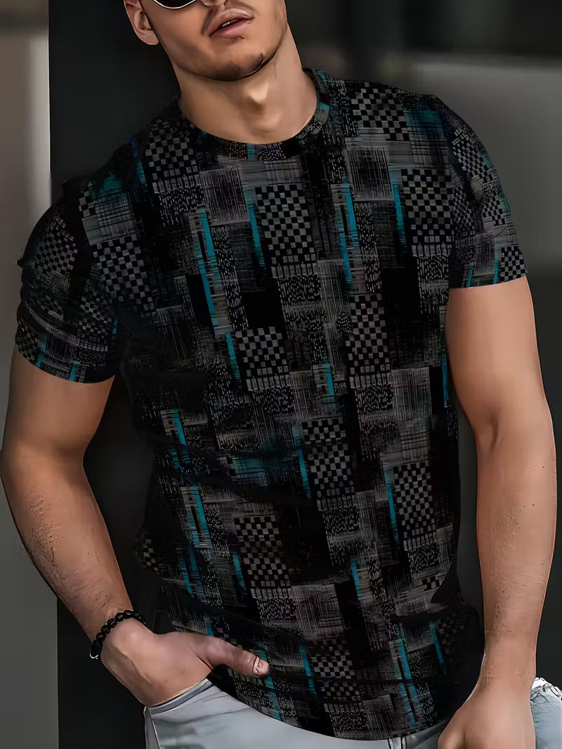 3D Digital-Print Casual Mens Top