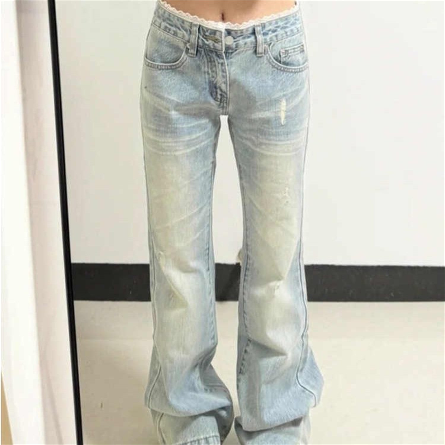 Women's Washed Slim Flared Trousers