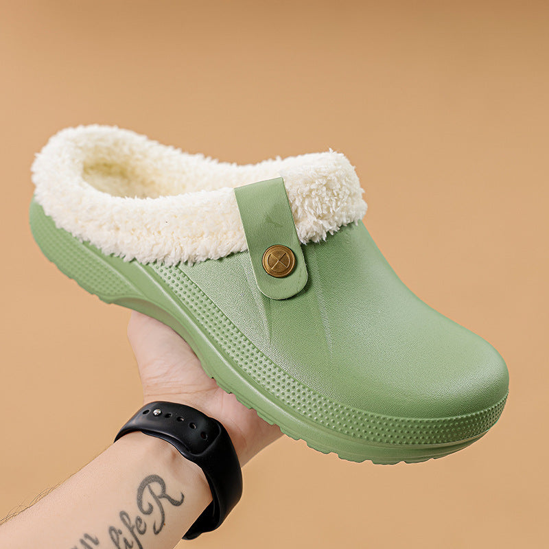 Mens Fleece-Lined Cotton Slippers For Home