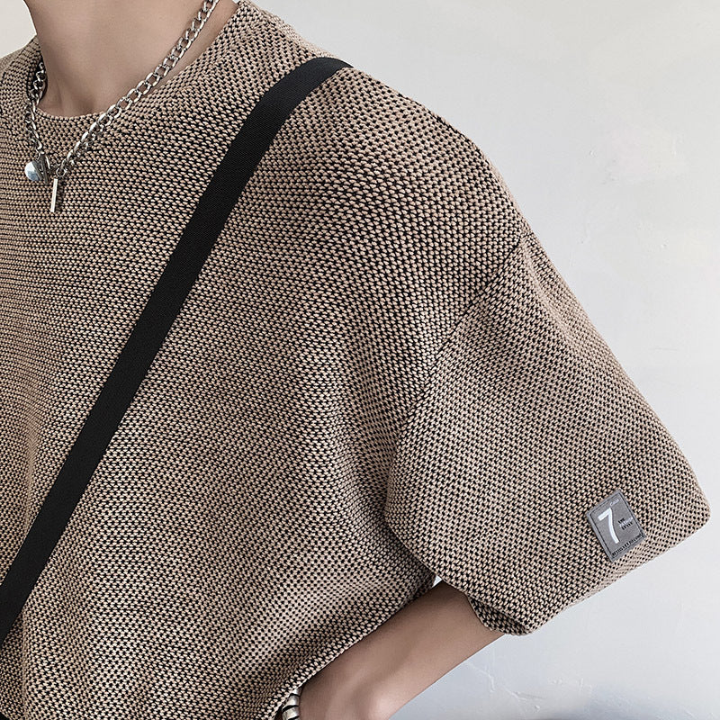 Label-designed Knitted Short-sleeve With A Stylish Three-quarter Sleeve