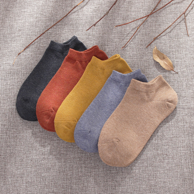 Summer Low-cut Solid-color Business Cotton Trendy Sweat-absorbent Breathable And Low-cut Ankle Socks