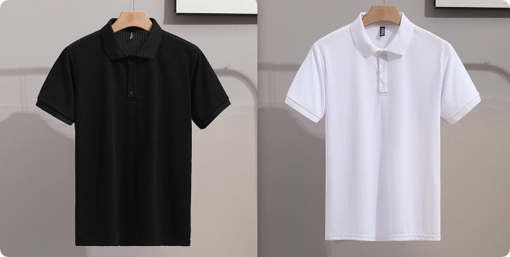 Mens Solid-Colored Slim-Fit Business-Style Fashionable Lapel Shirt With Short Sleeves