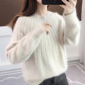 Womens Solid Color Short Pullover With Round Neck Loose Fitting Outerwear And Base Layer Knit Top