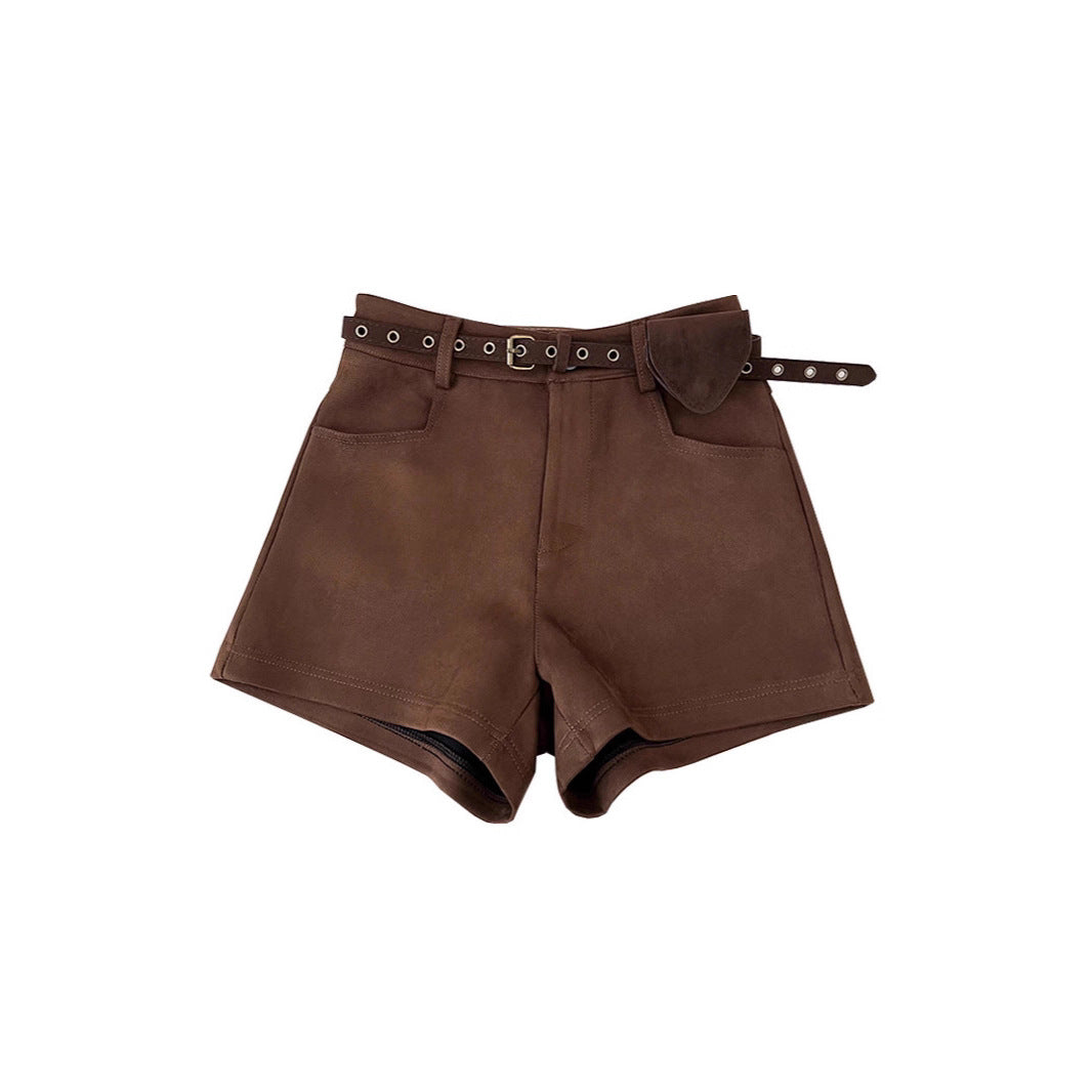 Womens Versatile Suede-Like Shorts For A Bold Edgy Look