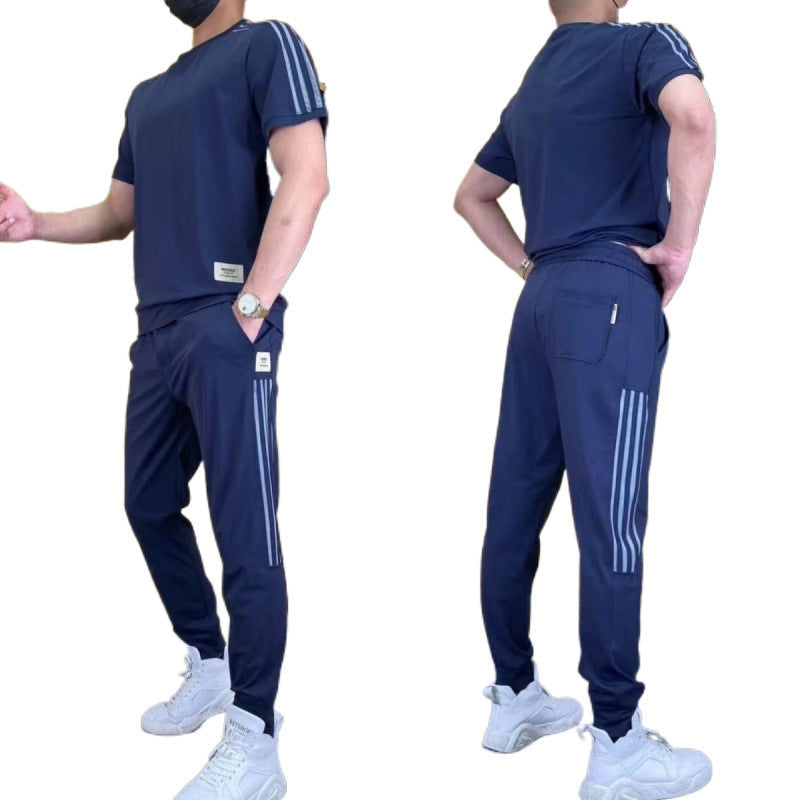 Men's Trend Loose And High-elastic Ice Silk Leisure Suit