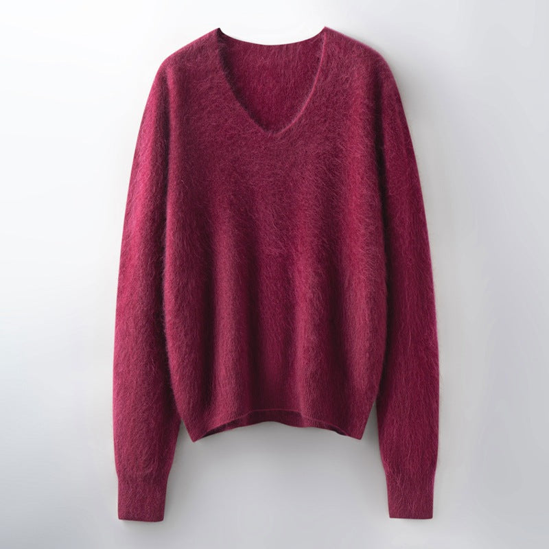 Versatile Loose-fitting Brushed Sweater In A Solid Color