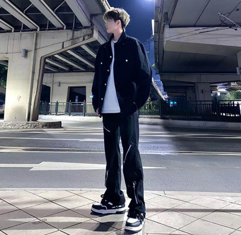 Mens High-street Edgy And Stylish Loose-fit Pants