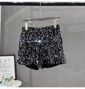 Suede Embroidered Beaded Gray Casual Shorts For Women