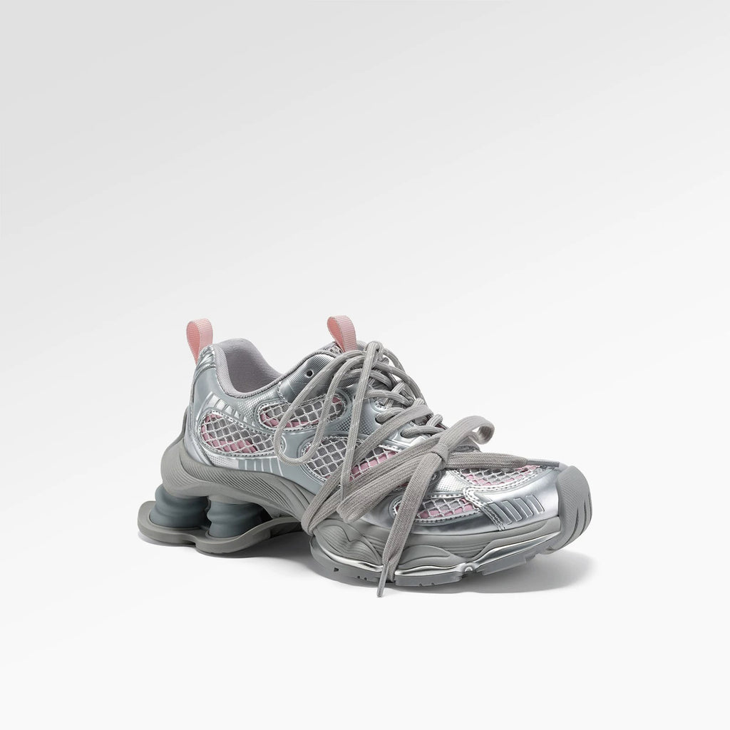 Breathable Versatile Silver Sneakers With A Subtle Lift