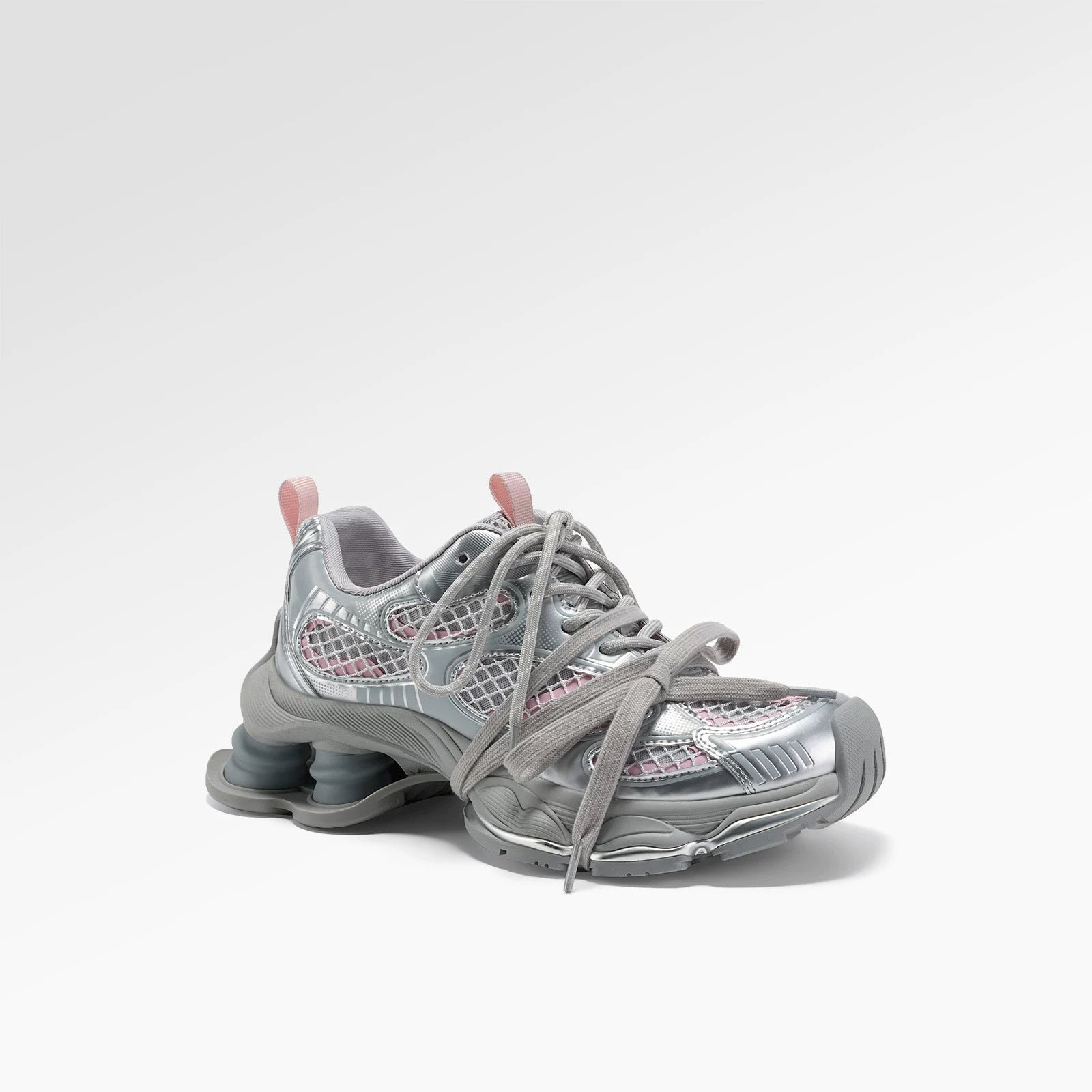 Breathable Versatile Silver Sneakers With A Subtle Lift
