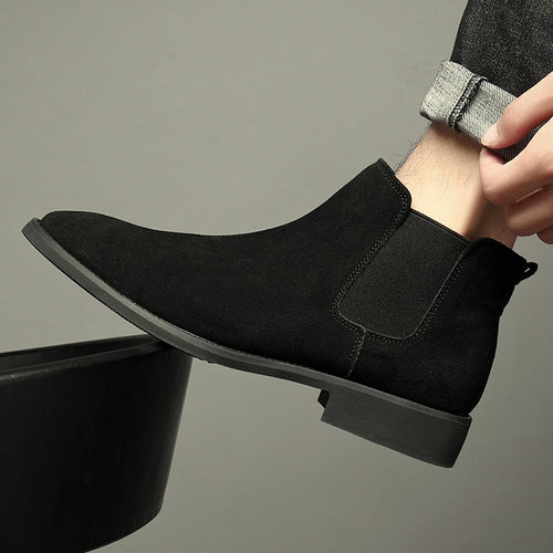 Breathable Autumn And Winter British Style Pointed Suede Short Martin Boots For Men